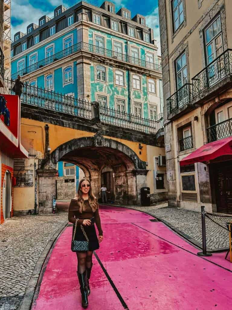 The iconic Pink Street in Lisbon - somewhere that will appear on almost every 1 day Lisbon itinerary