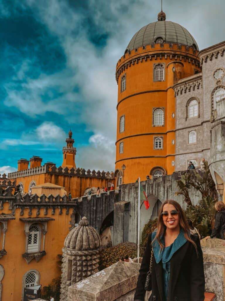 The facade of Pena Palace in Sintra Portugal