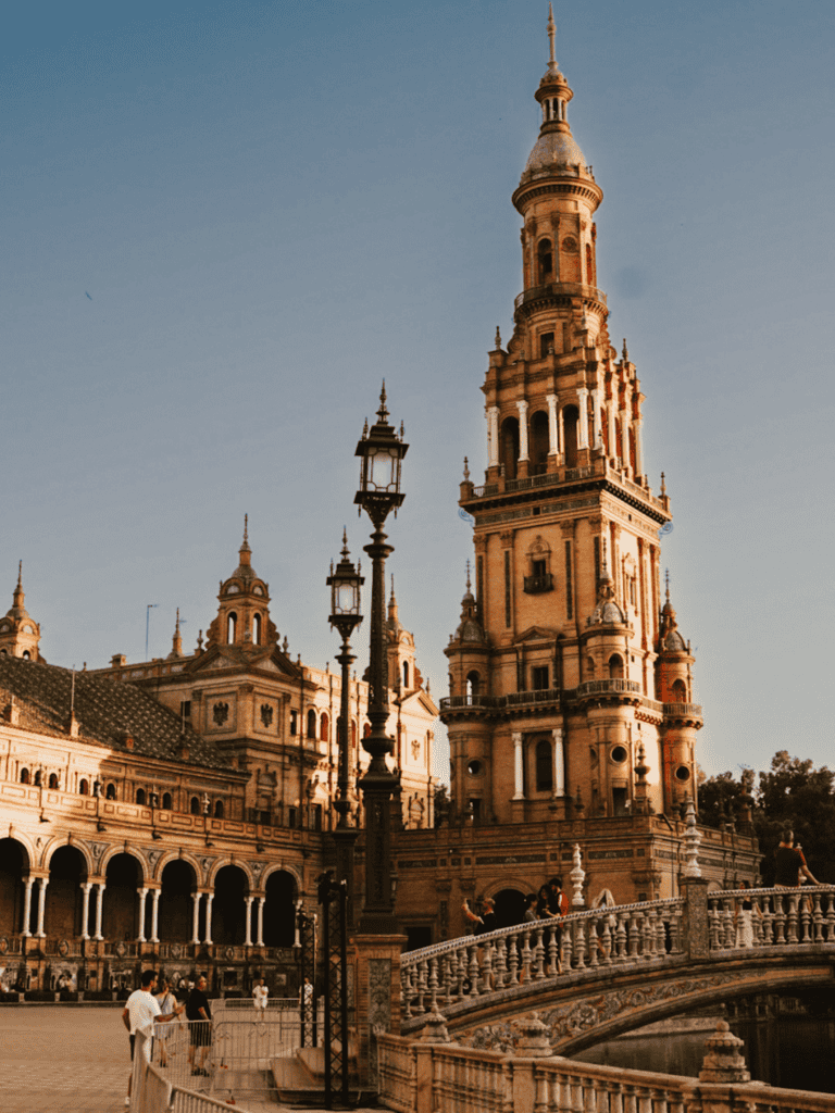 A view of the The Plaza Espana in Maria Luisa Park, Seville Spain