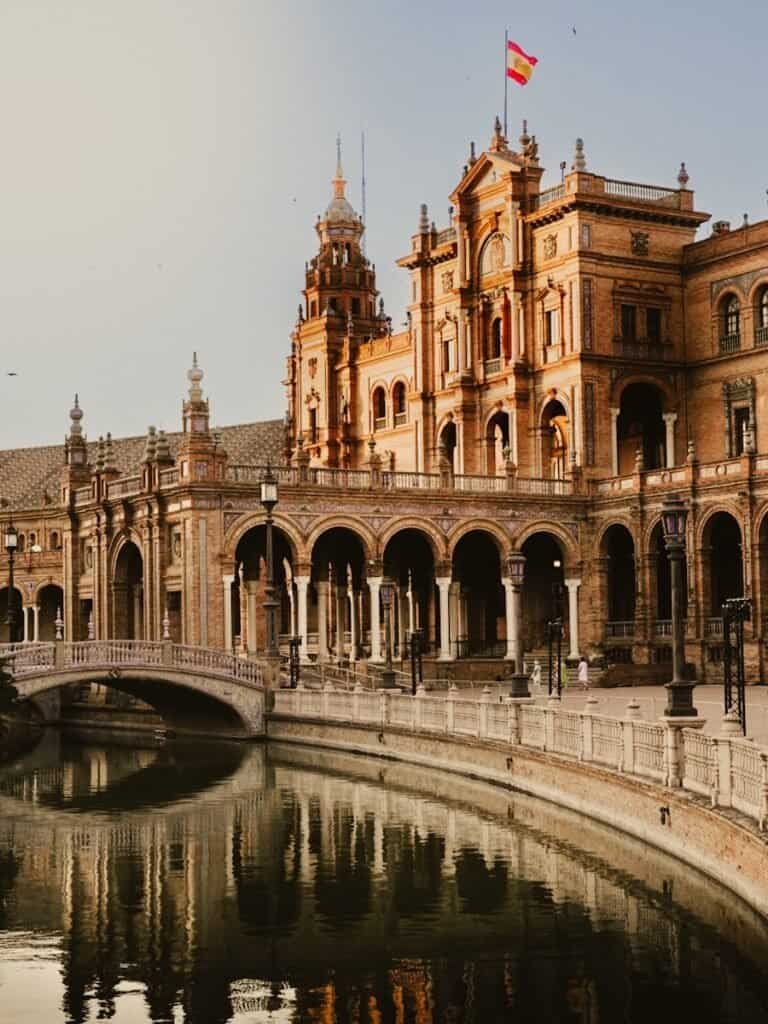 A view of the The Plaza Espana in Maria Luisa Park, Seville Spain