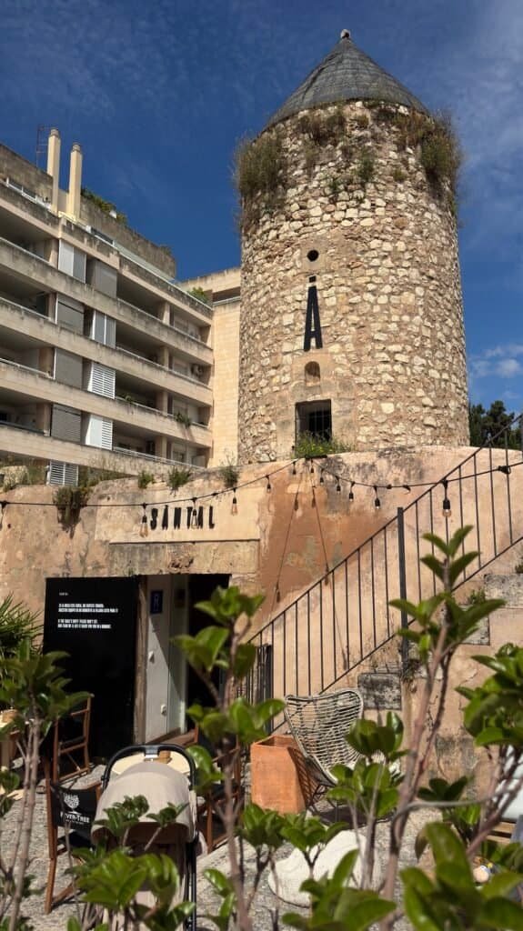 Santal Cafe set in an old windmill in Palma Mallorca
