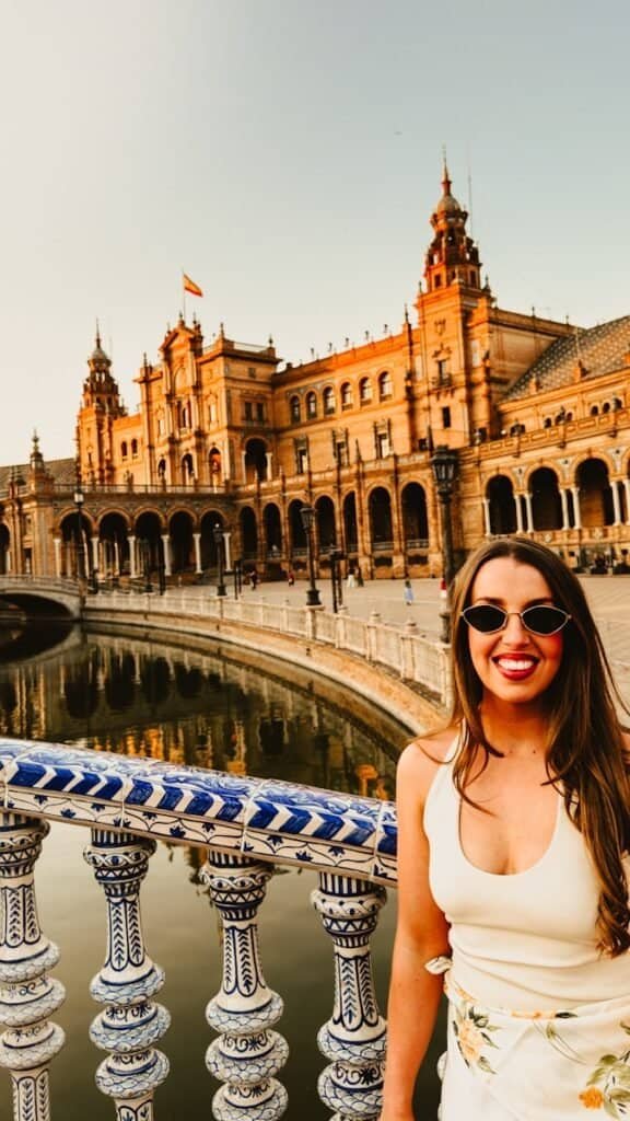 Standing in The Plaza Espana in Maria Luisa Park, Seville Spain