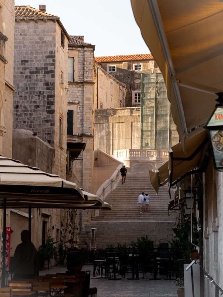 The Jesuit steps in morning light in Old Town Dubrovnik, Croatia